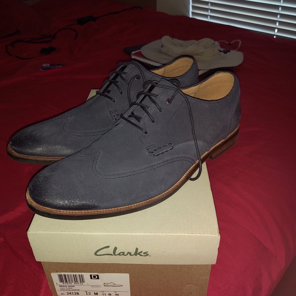 Clark's Navy Suede Dress Shoes - Picture 1 of 6